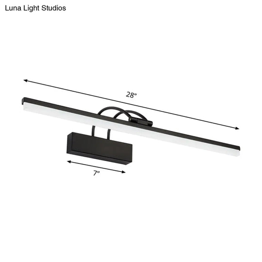 Minimalist Acrylic Vanity Lighting Fixture - 16/20 Modern Led Wall Mount Light In Black For Bathroom