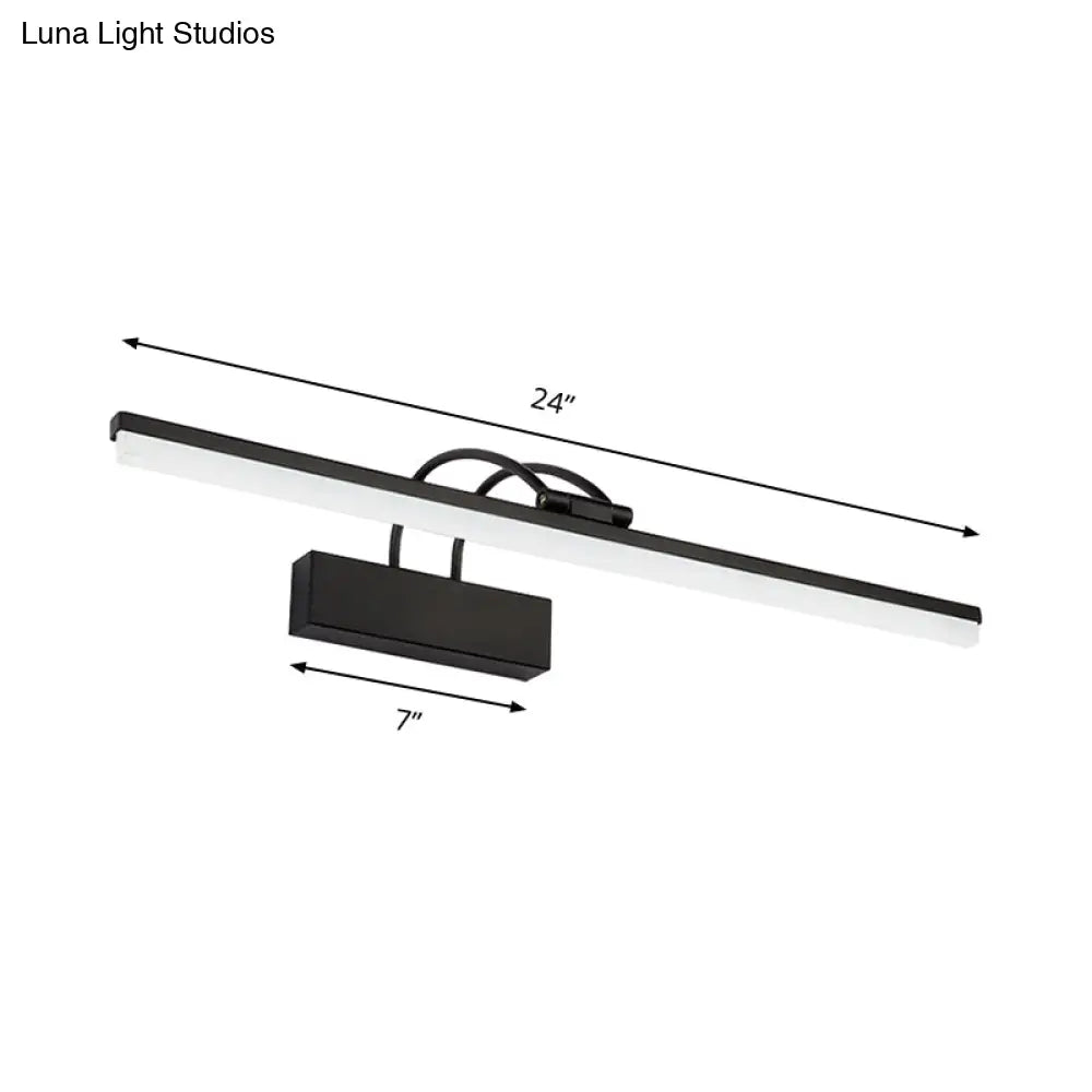 Minimalist Acrylic Vanity Lighting Fixture - 16/20 Modern Led Wall Mount Light In Black For Bathroom