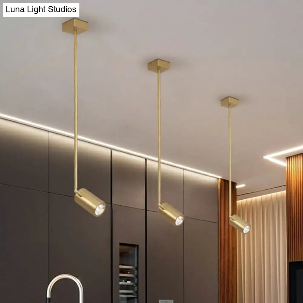 Minimalist Adjustable Led Dining Room Pendant Light With Tube Shade