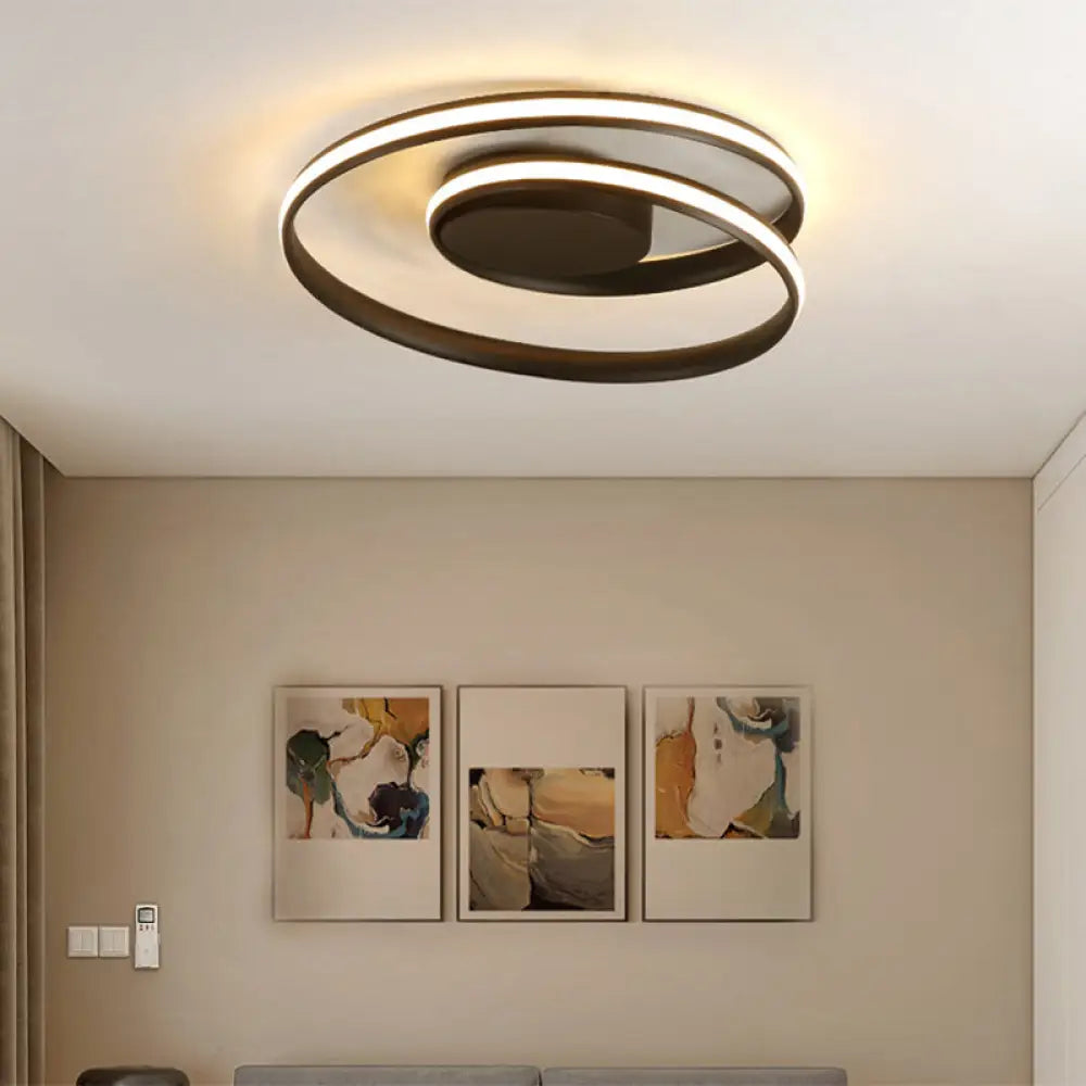 Minimalist Aluminum Led Ceiling Light With Seamless Curve Mounting Black / 18 White