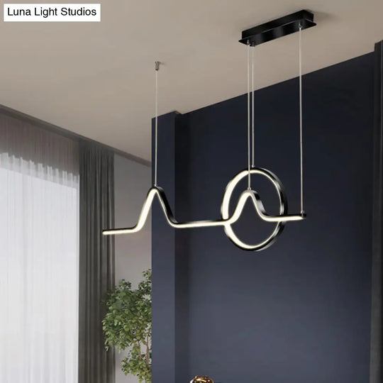 Minimalist Aluminum Led Dining Room Pendant Lamp Curve Art Island Lighting