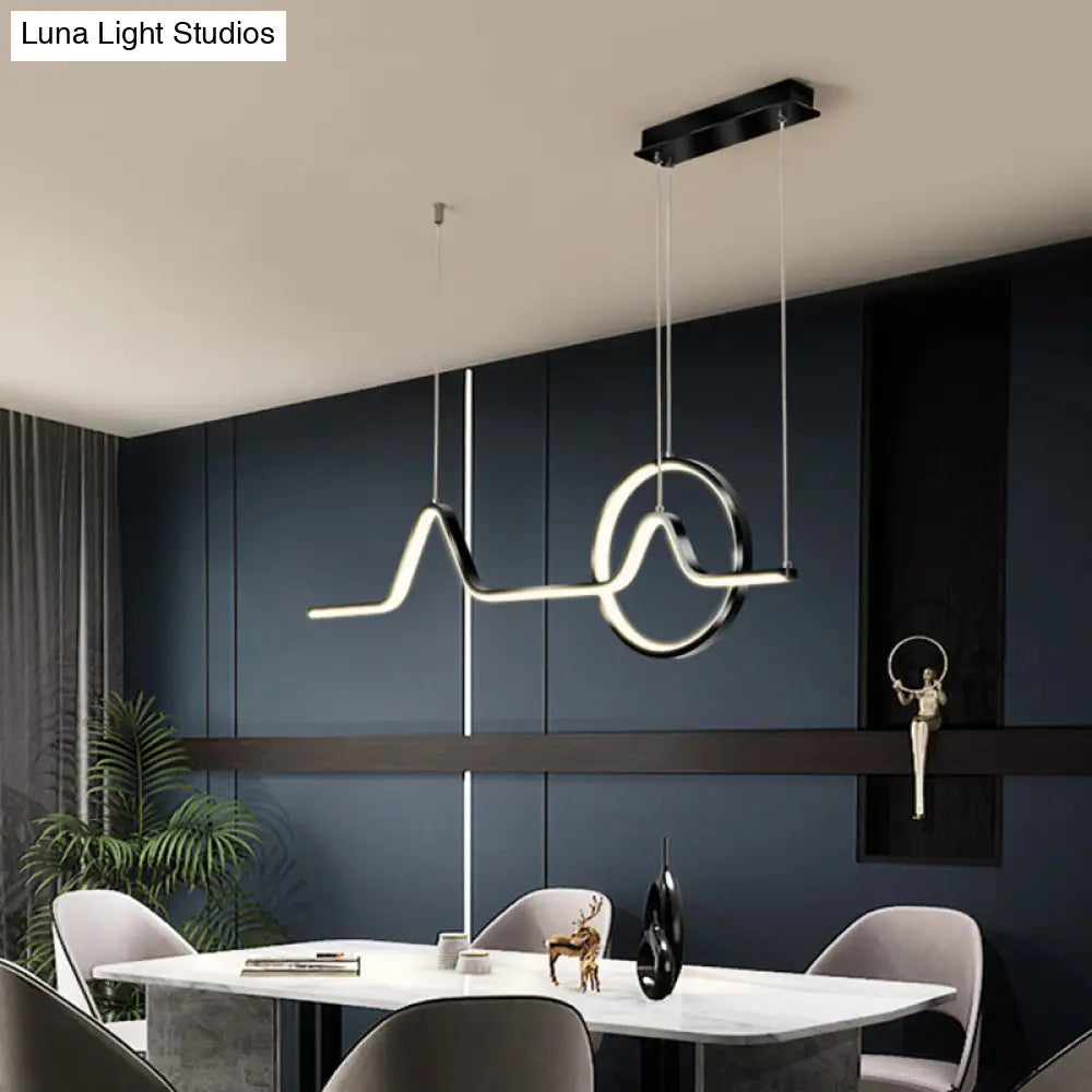 Minimalist Aluminum Led Dining Room Pendant Lamp Curve Art Island Lighting