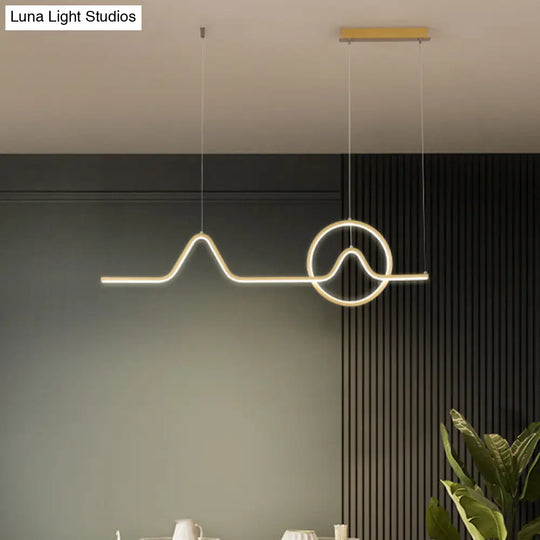 Minimalist Aluminum Led Dining Room Pendant Lamp Curve Art Island Lighting