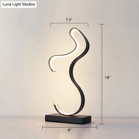 Minimalist Aluminum Led Table Light For Living Room With Line Art Night Lighting