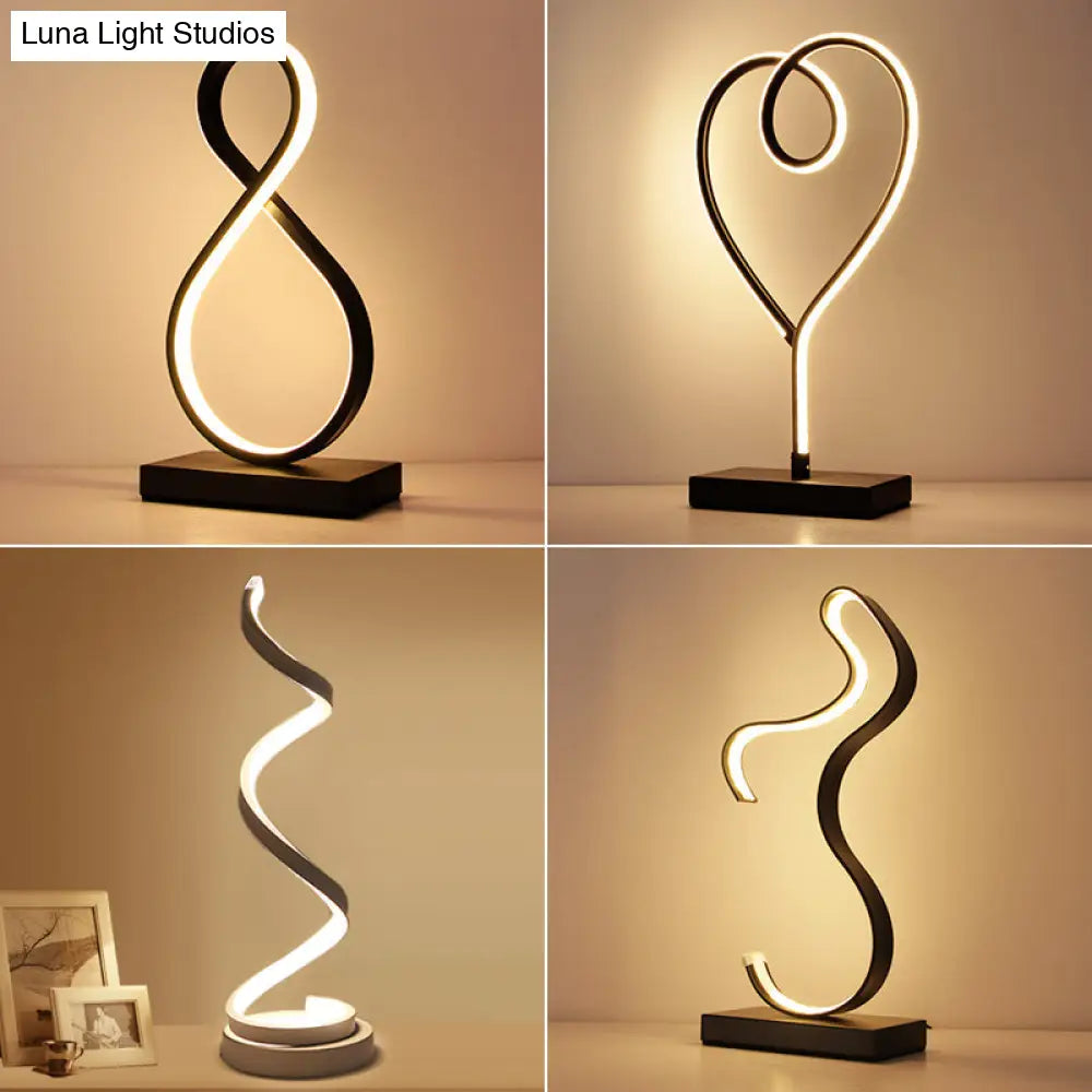 Minimalist Aluminum Led Table Light For Living Room With Line Art Night Lighting