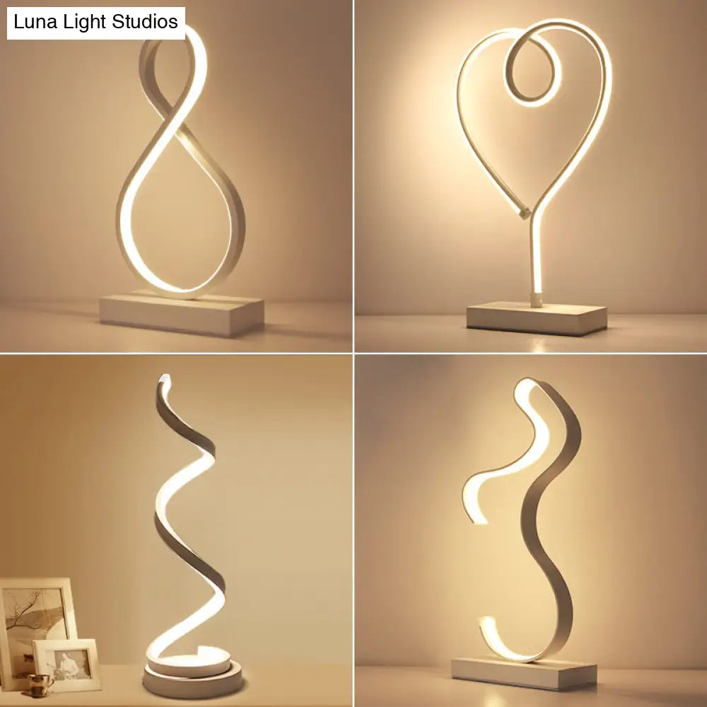 Minimalist Aluminum Led Table Light For Living Room With Line Art Night Lighting