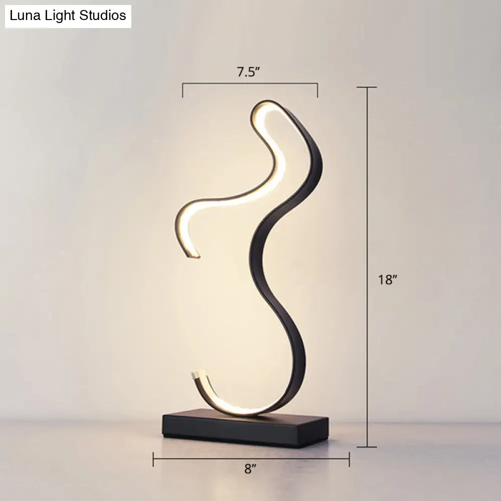 Minimalist Aluminum Led Table Light For Living Room With Line Art Night Lighting