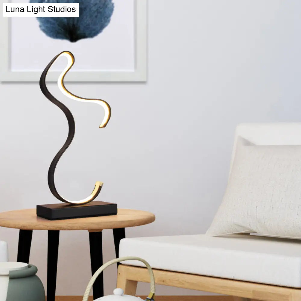 Minimalist Aluminum Led Table Light For Living Room With Line Art Night Lighting