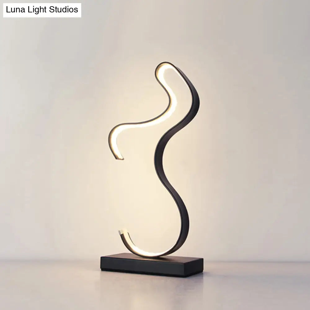 Minimalist Aluminum Led Table Light For Living Room With Line Art Night Lighting