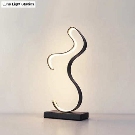 Minimalist Aluminum Led Table Light For Living Room With Line Art Night Lighting