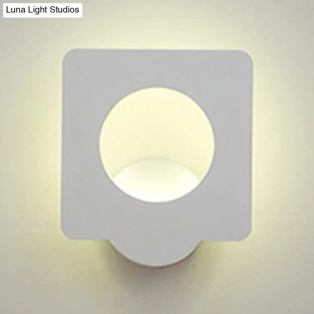 Minimalist Aluminum Led Wall Sconce In Circle/Square Shape - Warm/Natural Lighting