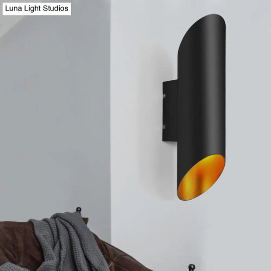 Minimalist Aluminum Wall Lamp 2-Light Corridor Fixture In Black