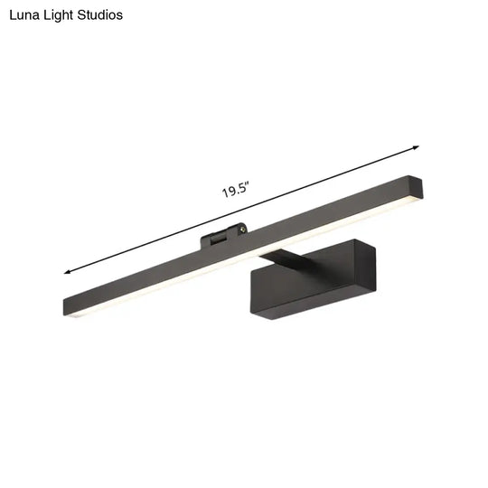 Minimalist Aluminum Wall Lamp - Led Vanity Mirror Light For Bathroom (16/19.5 W) Black/White