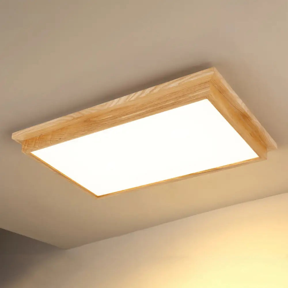 Minimalist Ash Wood Led Flush Mount Ceiling Lamp For Living Room 1 / White