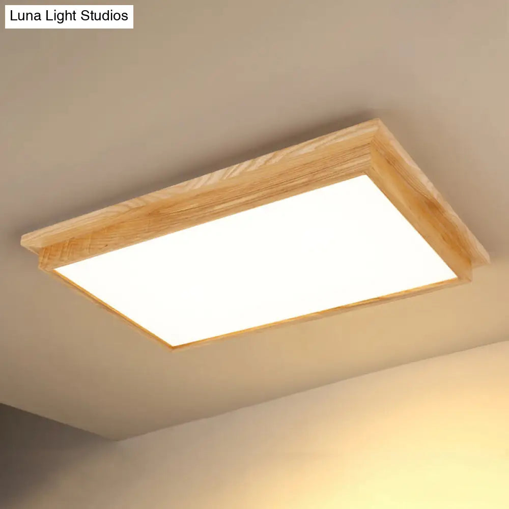 Minimalist Ash Wood Led Flush Mount Ceiling Lamp For Living Room 1 / White