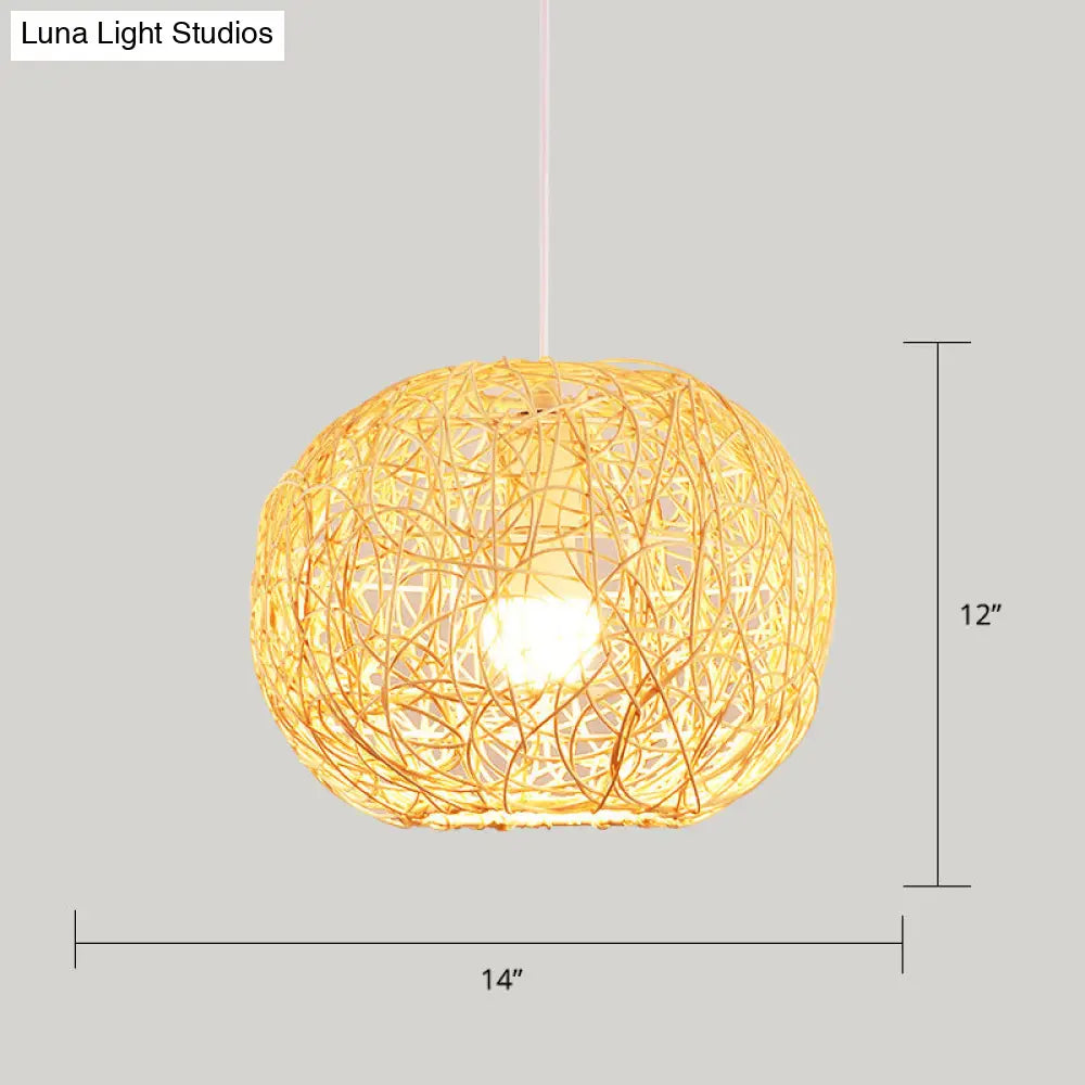 Minimalist Bamboo Pendant Ceiling Light - Handcrafted Wood Suspension Lighting