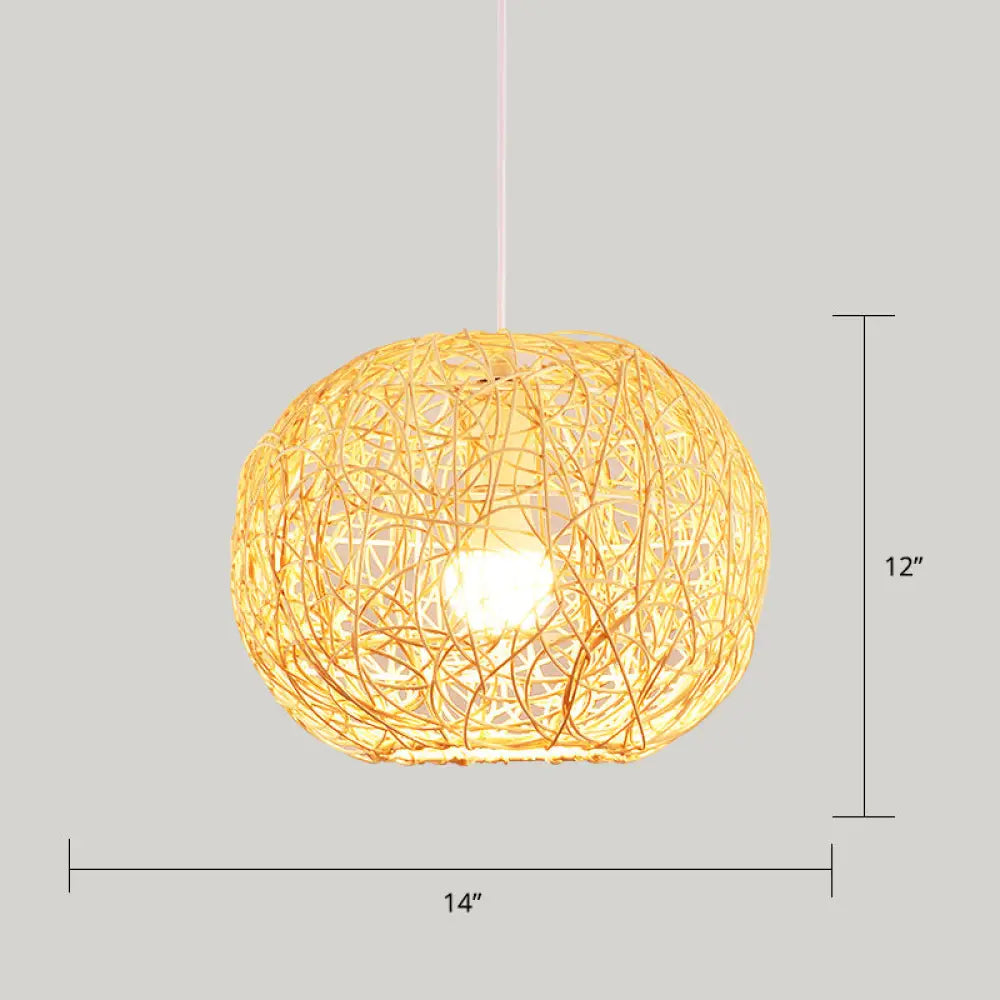 Minimalist Bamboo Pendant Ceiling Light - Handcrafted Wood Suspension Lighting / B