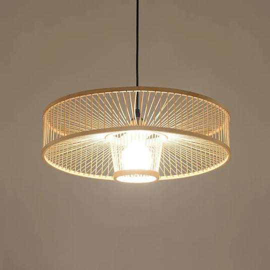 Minimalist Bamboo Single-Bulb Wooden Ceiling Pendant Light For Bedrooms Wood / 19.5’