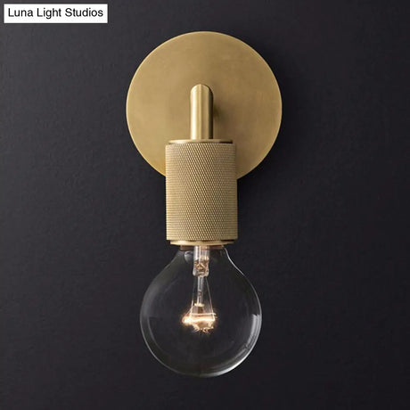 Minimalist Bare Bulb Metal Wall Lighting - 1/2-Light Indoor Sconce Lamp Black/Brass/Chrome Square