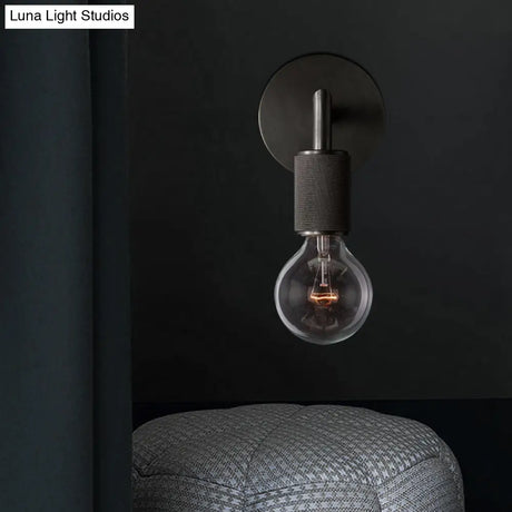 Minimalist Bare Bulb Metal Wall Lighting - 1/2-Light Indoor Sconce Lamp Black/Brass/Chrome Square