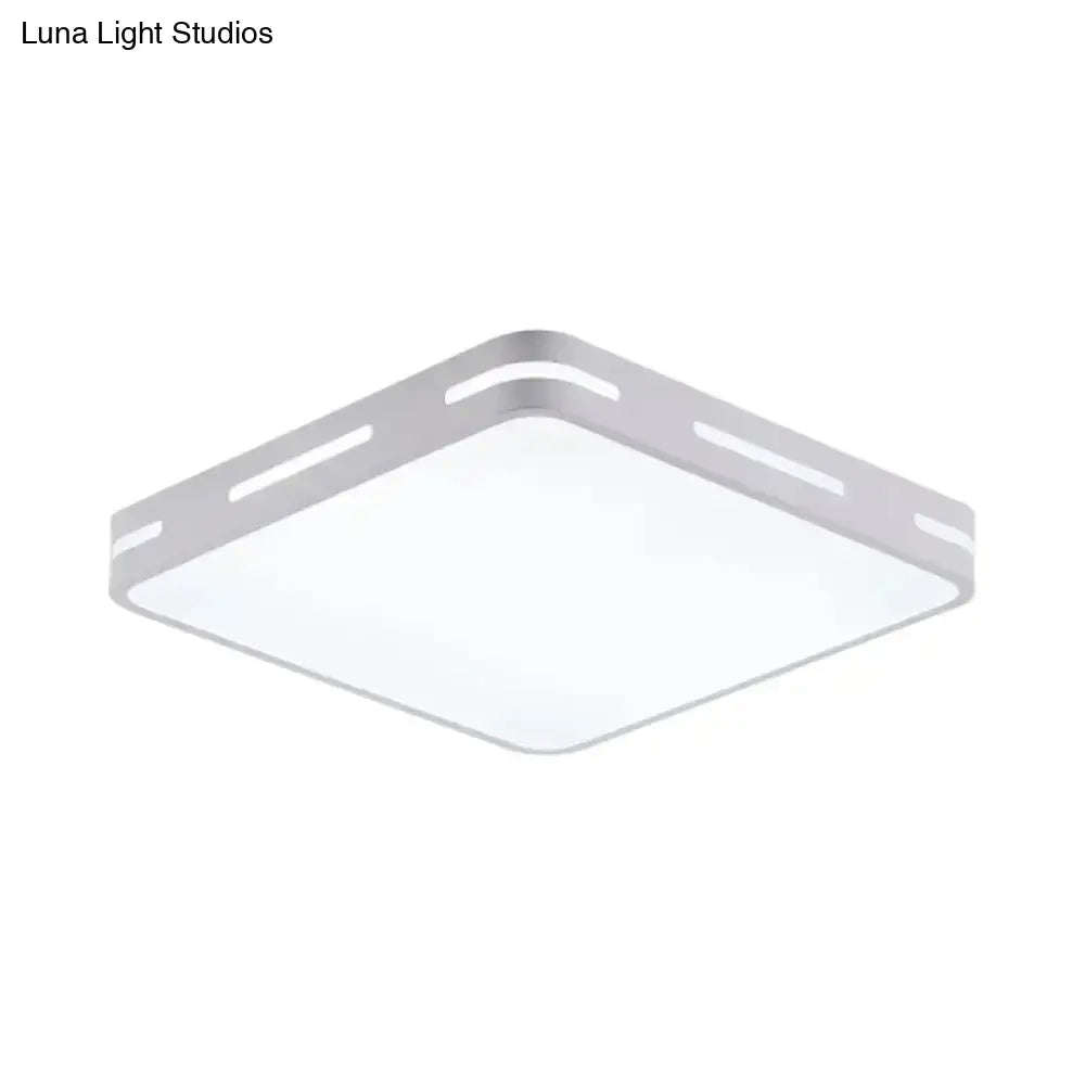 Minimalist Bedroom Ceiling Light: Square/Round Metal Flush Lamp With 12-19.5-Inch Wide Led In White