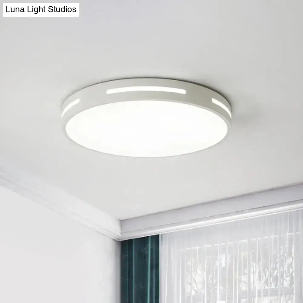 Minimalist Bedroom Ceiling Light: Square/Round Metal Flush Lamp With 12-19.5-Inch Wide Led In White