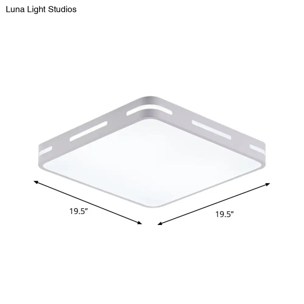 Minimalist Bedroom Ceiling Light: Square/Round Metal Flush Lamp With 12 - 19.5 - Inch Wide Led In