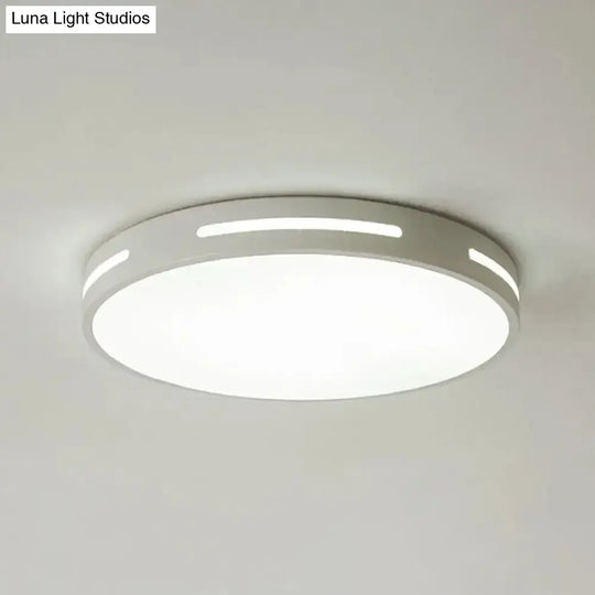 Minimalist Bedroom Ceiling Light: Square/Round Metal Flush Lamp With 12-19.5-Inch Wide Led In White