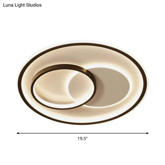 Minimalist Bedroom Led Ceiling Lamp: Multi - Square/Round/Rectangle Flush Light In Black Or White