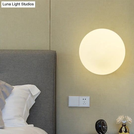 Minimalist Bedside Sconce Light With White Glass Ball And Gold Wall Mount