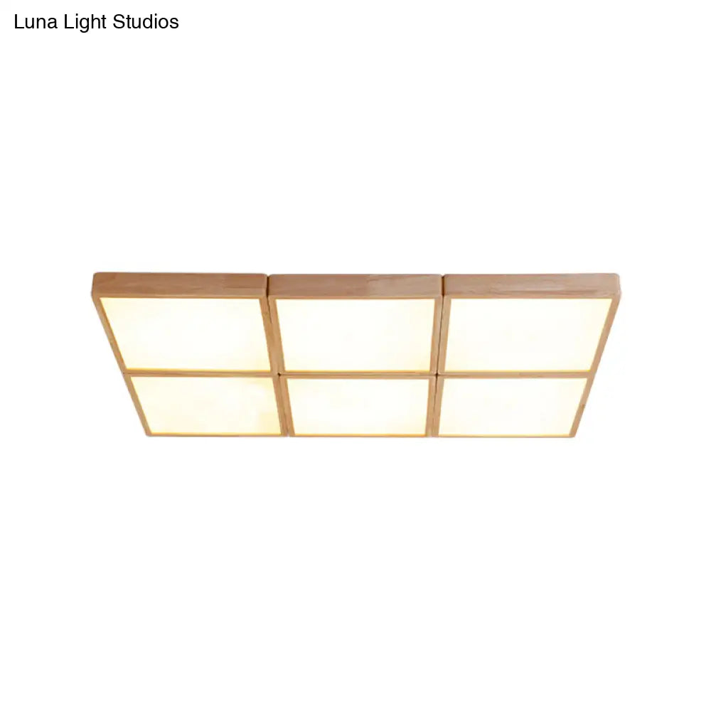 Minimalist Beige Geometric Flush Mount Ceiling Light With Acrylic Diffuser - 4/6 Lights