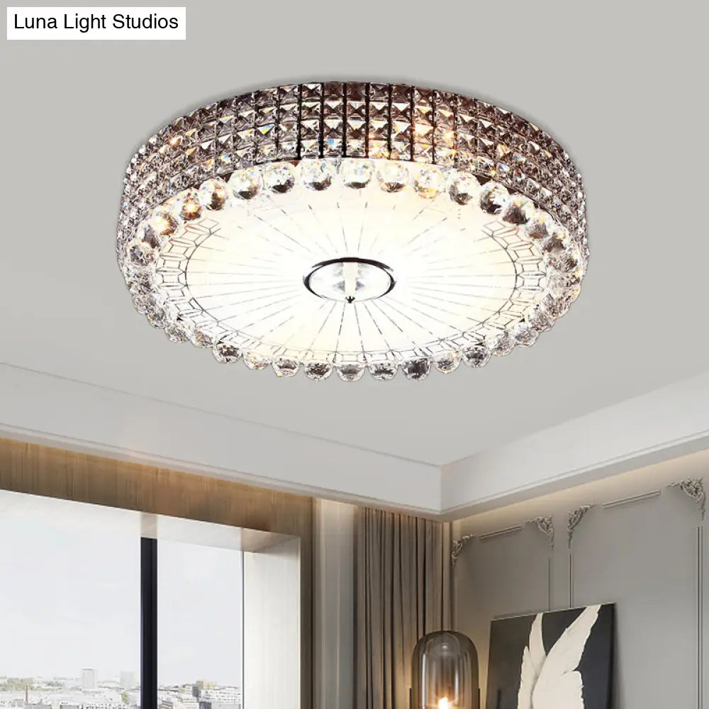 Minimalist Beveled Crystal Led Ceiling Light Silver/Gold Flush Mount Circle 16/23.5 Inch Dia