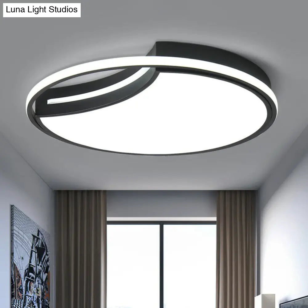 Minimalist Black Acrylic Led Flush Mount For Living Room Lighting / White