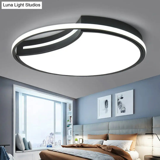 Minimalist Black Acrylic Led Flush Mount For Living Room Lighting / Remote Control Stepless Dimming