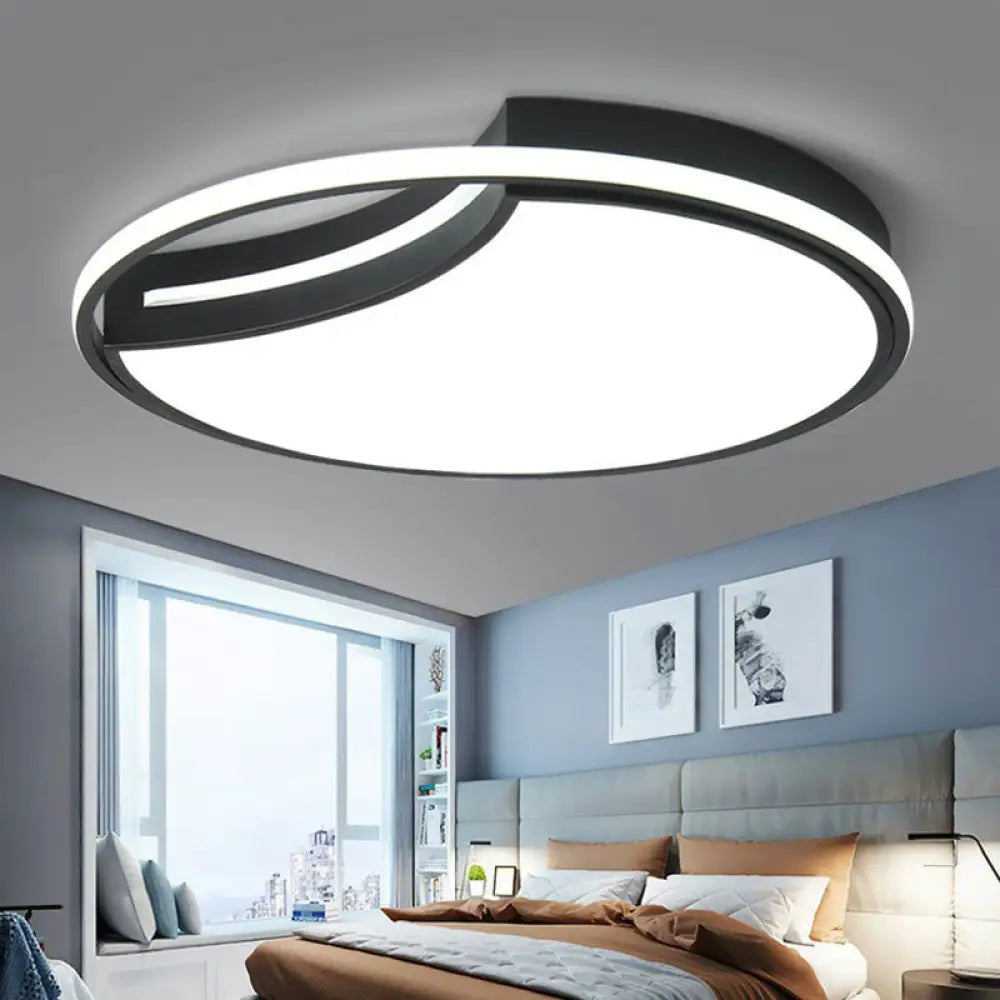 Minimalist Black Acrylic Led Flush Mount For Living Room Lighting / Remote Control Stepless Dimming