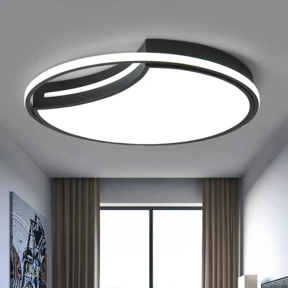 Minimalist Black Acrylic Led Flush Mount For Living Room Lighting / White