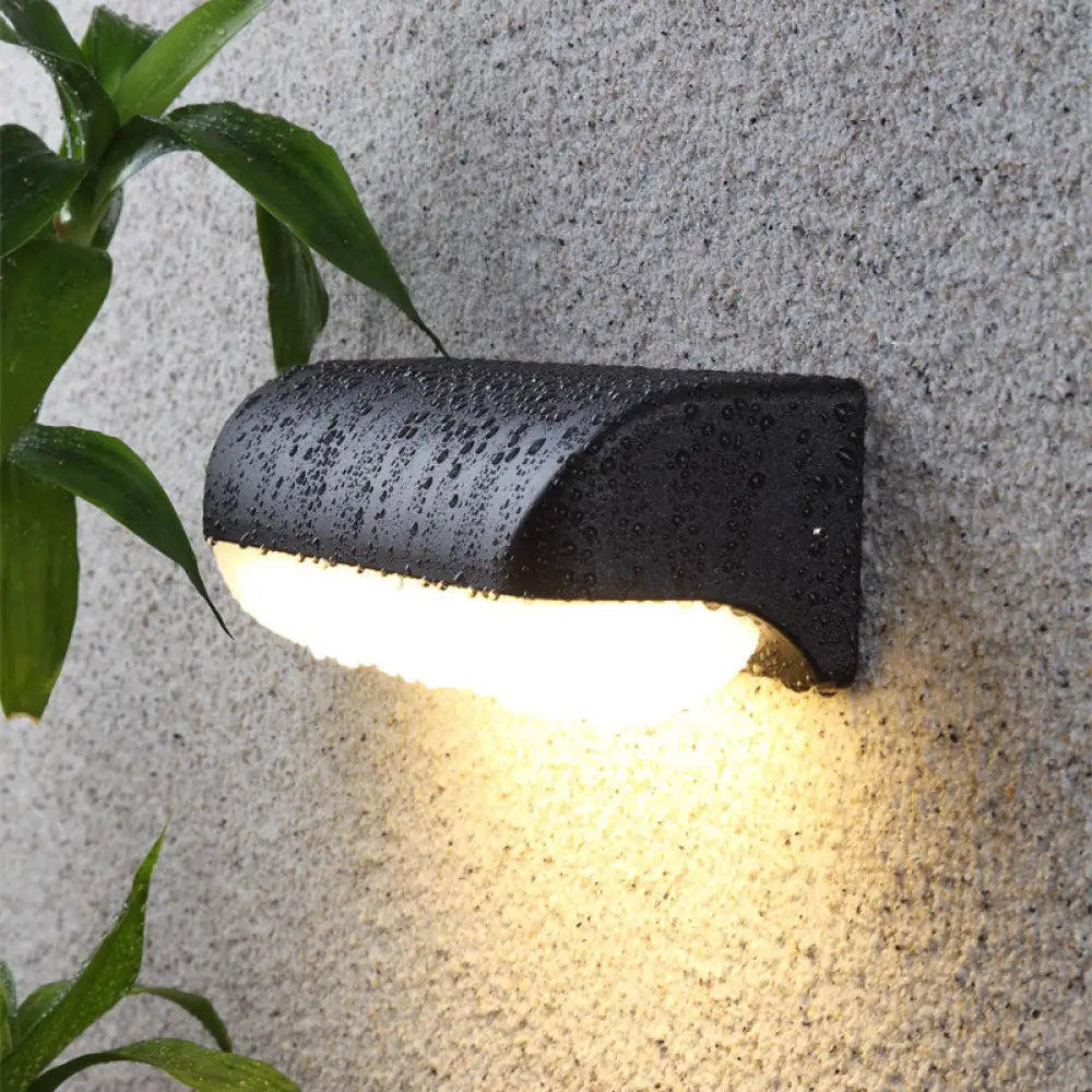 Minimalist Black Acrylic Led Wall Sconce For Yard - Capsule Shape / Circular Arc