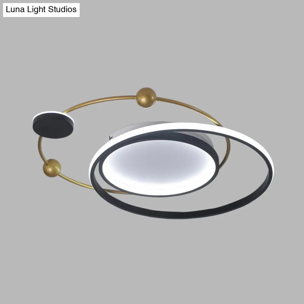 Minimalist Black And Gold Led Ceiling Light In Warm/White - Circle Metallic Flushmount Fixture