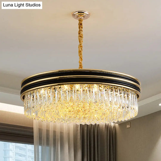 Crystal Ceiling Pendant: Minimalistic Black And Gold Ring Chandelier Black-Gold