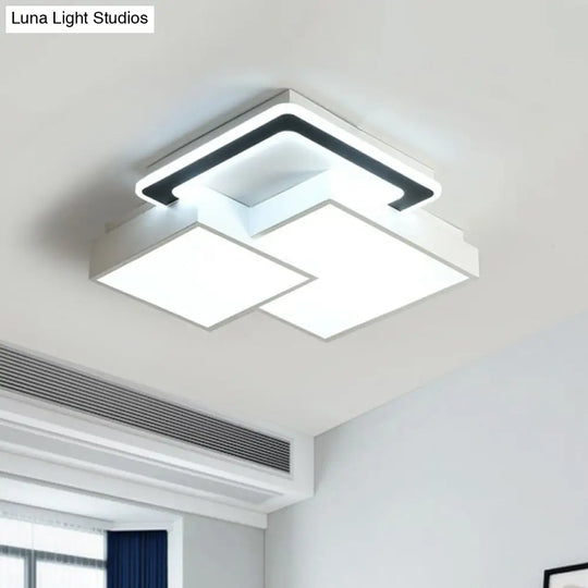 Minimalist Black And White Led Flush Mount Lighting – Rhombus Splicing Acrylic Fixture