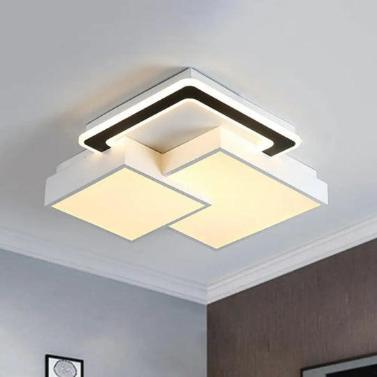 Minimalist Black And White Led Flush Mount Lighting – Rhombus Splicing Acrylic Fixture Black -