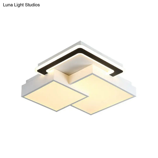 Minimalist Black And White Led Flush Mount Lighting – Rhombus Splicing Acrylic Fixture