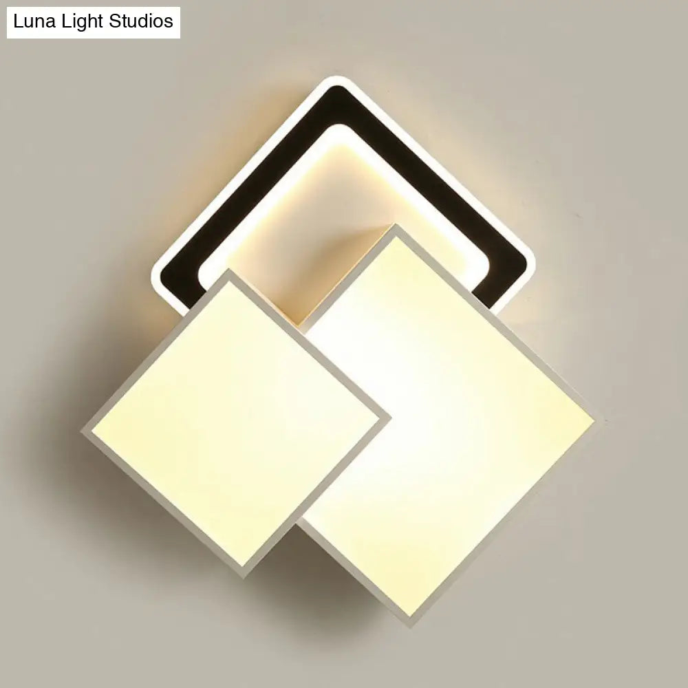 Minimalist Black And White Led Flush Mount Lighting – Rhombus Splicing Acrylic Fixture