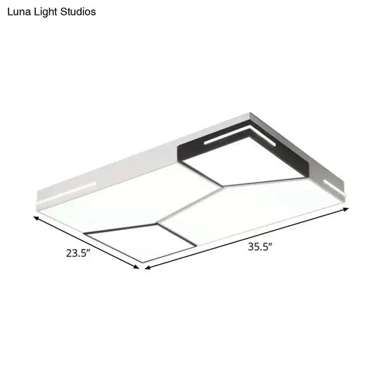 Minimalist Black And White Spliced Metal Ceiling Lamp - Led Flush Mount Light For Parlor