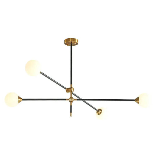 Minimalist Black-Brass Led Chandelier With Adjustable Arm - Ball Glass Suspension Light 4 / White