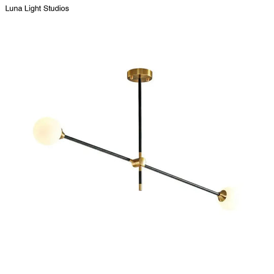 Minimalistic Black-Brass Led Chandelier: Ball Glass Suspension Light With Adjustable Arm 2 / White