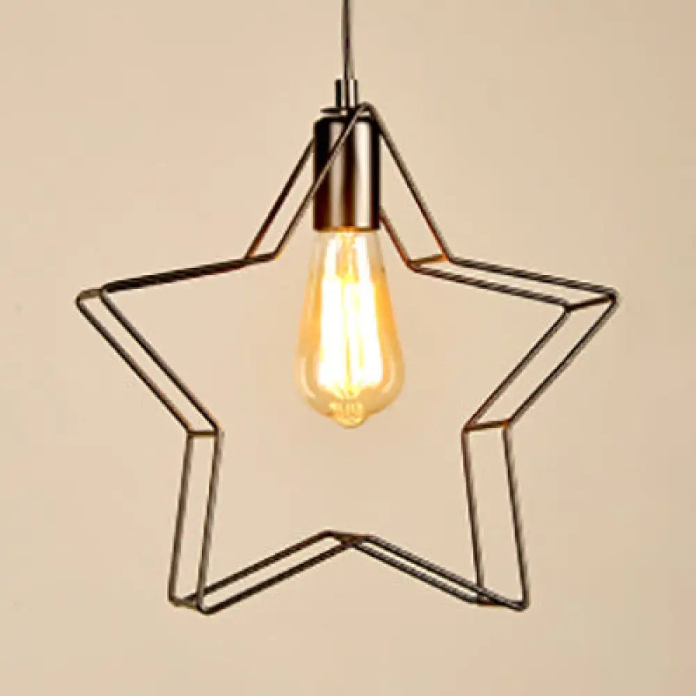 Minimalist Black/Bronze Metal Wire Pendant Lighting For Living Room - Star Ceiling Hanging Light