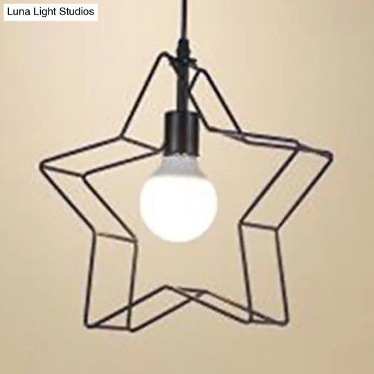 Minimalist Black/Bronze Metal Wire Pendant Light For Living Room - Star Ceiling Hanging Fixture