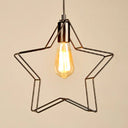Minimalist Black/Bronze Metal Wire Pendant Lighting For Living Room - Star Ceiling Hanging Light
