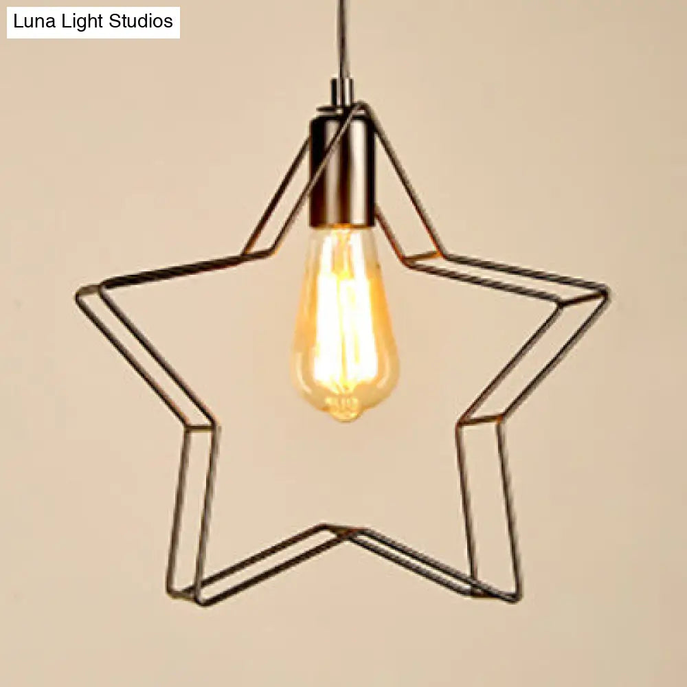 Minimalist Black/Bronze Metal Wire Pendant Light For Living Room - Star Ceiling Hanging Fixture